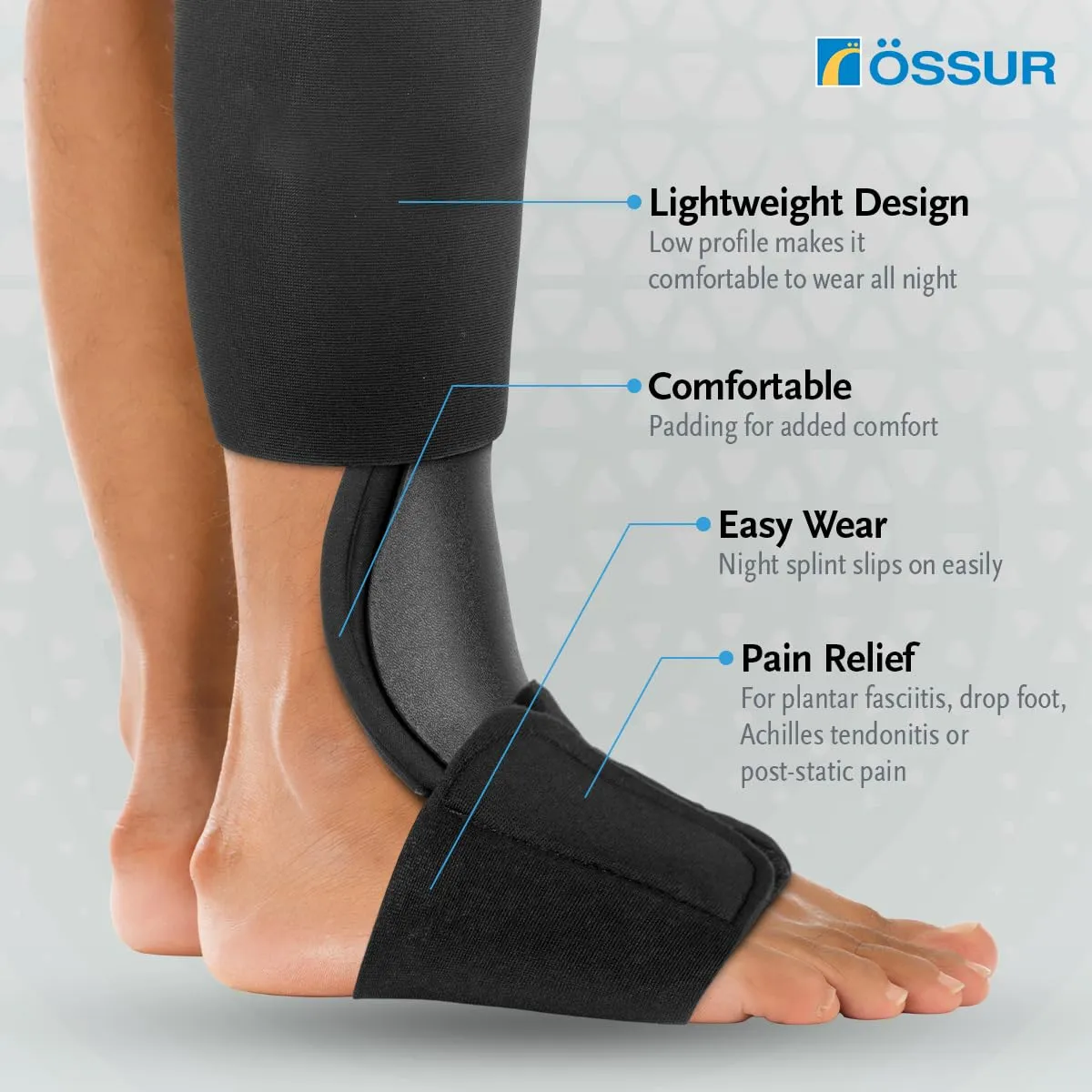 ssur Airform Night Splint - Plantar Fasciitis & Heel Pain Relief - Adjustable Support for Men & Women - Orthopedic Sleep Aid for Foot Arch Pain, Achilles Tendonitis, and Recovery - Large