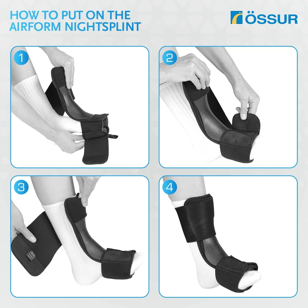 ssur Airform Night Splint - Plantar Fasciitis & Heel Pain Relief - Adjustable Support for Men & Women - Orthopedic Sleep Aid for Foot Arch Pain, Achilles Tendonitis, and Recovery - Large